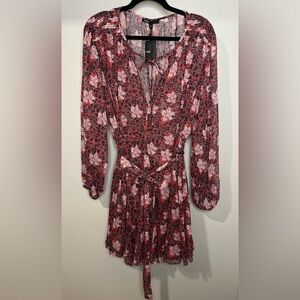 NWT Maje Red and Black Floral Dress with Metallic Threading *see note